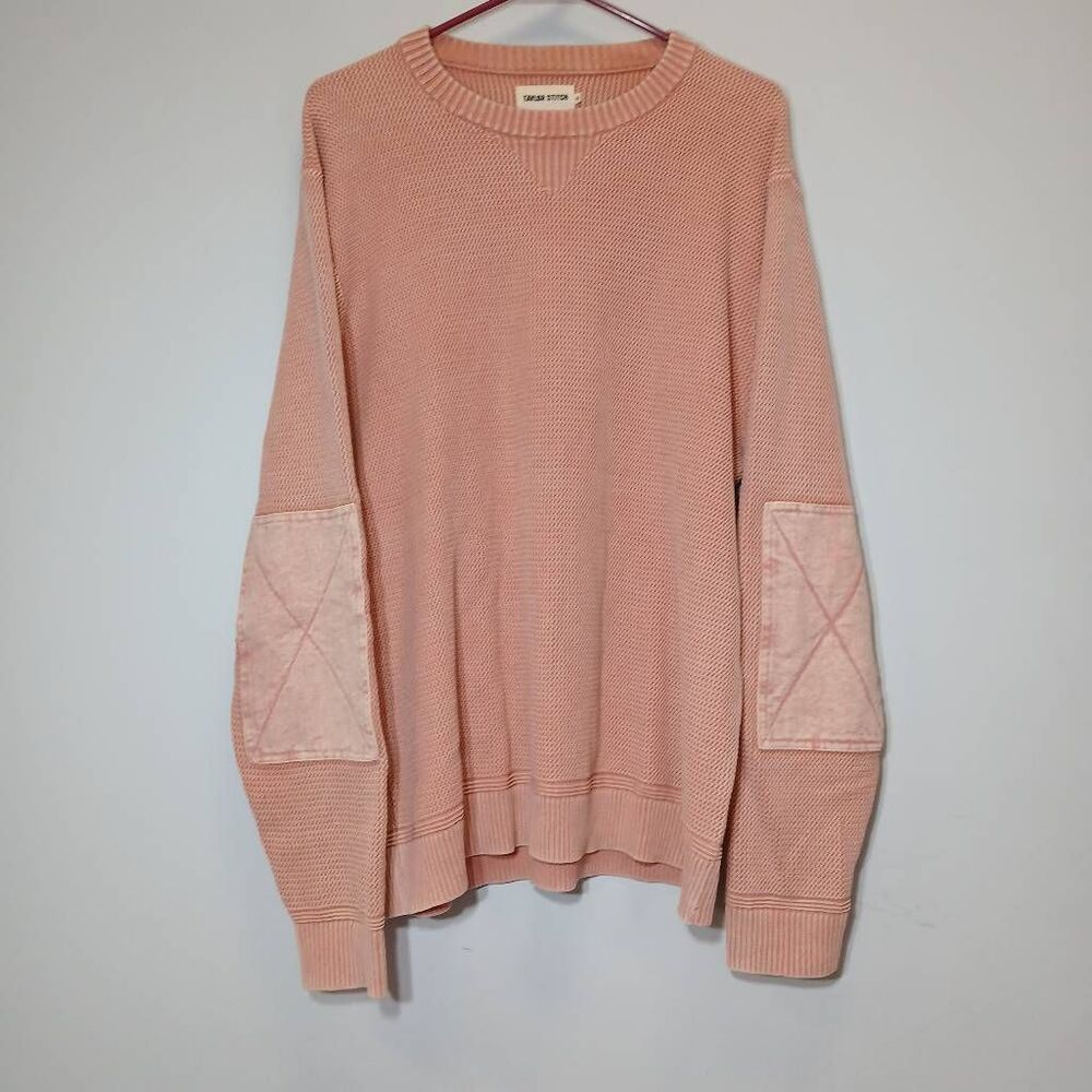 Tailor stitch mens xl elbow patch heavy cotton sweater salmon pink